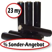 Paket.ag Schutzfolie 36 Rollen Stretchfolie 23my Schwarz 500mm Wickelfolie Verpackungsfolie, (36-St)