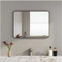 Boromal Wandspiegel Spiegel Schwarz Rechteckig Wand mit Rahmen eckig / abgerundet Flur, für Badzimmer/Ankleidezimmer/Wohnzimmer,unbrechbarer Spiegel