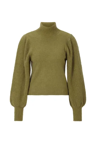 Rich & Royal - High Neck Oversized SLVS golden moss - Gr. - M