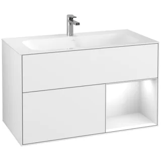 Villeroy und Boch Finion Waschtischunterschrank F040GFGF 99,6x59,1x49,8cm, Regal rechts Glossy white lacquer, Glossy white lacquer