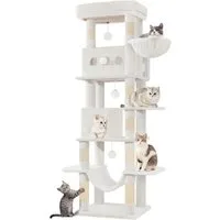 Athlix Katzenhaus Katzen Kratzbaum 170cm Katzenturm für Hauskatzen Katzenhaus mehrstufig, 6 Ebenen, 8 Sisal-Kratzstämme, bis 6 Katzen