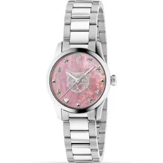 Gucci G-Timeless Damenuhr mit rosa Zifferblatt - 27mm Luxusuhr