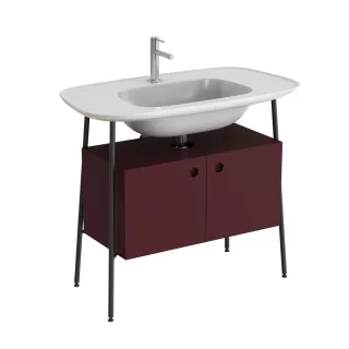 VitrA Plural Set 100 cm Waschtischunterbau mit 2 Türen und Möbelwaschtisch Weiß Hochglanz,80454 80454