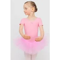 tanzmuster Tüllkleid Ballett Tutu Nele mit Glitzersteinen Kurzarm Ballettkleid aus weicher Baumwolle mit Tüllrock für Mädchen