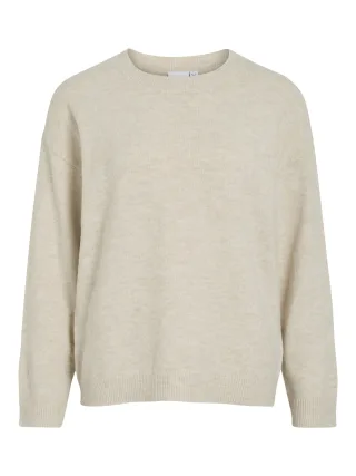 VILA - VILIGA L/S O-NECK KNIT TOP - NOOS Birch - Gr. - M