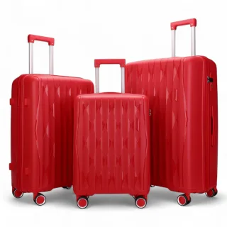 Hartschalenkoffer Rot Robustes Kofferset 8 Räder Kabine TSA Gepäckkoffer Urlaub Reise