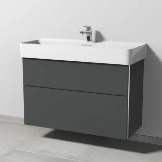 Sanipa 3way Waschtischunterbau zu Laufen VAL Waschtisch mit 2 Auszügen, Anthrazit-Matt BR82422