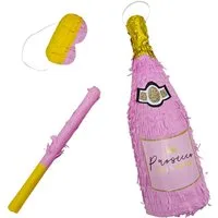 relaxdays Pinata Set Sektflasche mit Stab & Maske