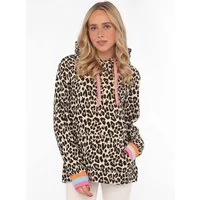 Zwillingsherz Hoodie "Leo Allover Neon Kante" mit Animal-Design und kontrastfarbigen Ärmelbündchen