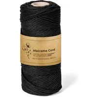 STANKE Makramee Garn 3mm 100 m Farbe Schwarz - Baumwollgarn für Boho Bastelgarn, 100 m (100m Rolle, 1-St., 100m Rolle), DIY, Körbchen, Traumfänger für Untersetzer, Taschen 100% Baumwolle