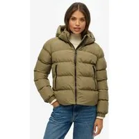 Superdry Steppjacke HOODED SPORTS PUFFER JACKET Kunstfaser, relaxed fit