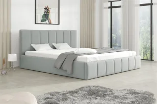 Polsterbett Doppelbett DETROIT Komplettset 160x200cm Stoff Magic Velvet Hellgrau