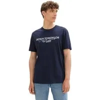 TOM TAILOR Denim Rundhalsshirt mit verschiedenen Logo Prints