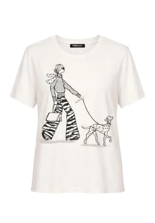 FRANK WALDER - Shirt IVORY NOIR frontprint ivory/schwarz - Gr. - 40