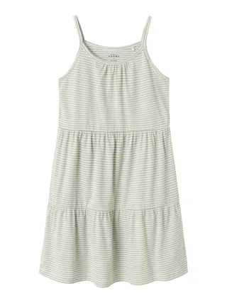 NAME IT - NKFVASITA STRIPE STRAP DRESS aqua gray - Gr. - 146