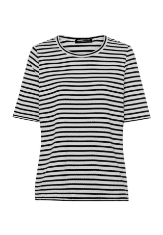 FRANK WALDER - Shirt CASUAL in gerippter Optik schwarz/ecru - Gr. - 44