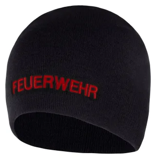 PACOTEX® Premium Beanie Strickmütze marineblau mit FEUERWEHR Stick in rot