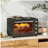 HOMCOM Minibackofen, mit Warmhalteplatten, Backblech und Grillrost