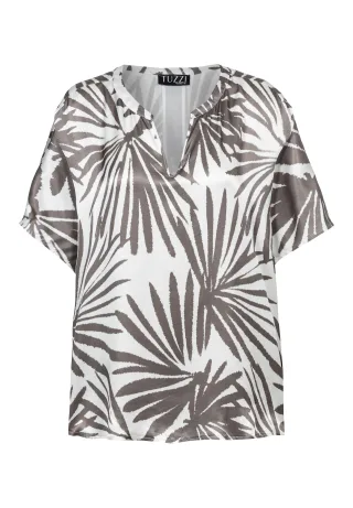 tuzzi - Bluse WHITE mit Palmenmuster taupe/ecru - Gr. - 42
