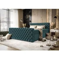 B&B Home Boxspringbett Boxbett Figo IV 180 cm 200 cm (inkl zwei Bettkästen, Multipocket-Matratze und Topper, Chesterfield)