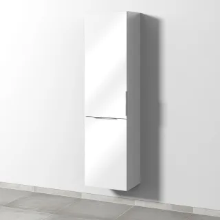 Sanipa 3way Stauraumschrank mit 1 Tür und 1 Wäschekorbklappe, Weiß-Glanz UF18478