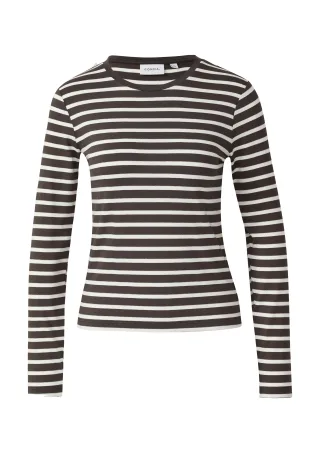 comma - T-Shirt braun/weiß - Gr. - 34