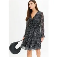 bonprix Minikleid (1-tlg) eleganter Stil, aus Mesh-Material mit floralem Druck, mit langem Arm