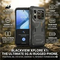 blackview 5G Rugged Smartphone 36GB RAM 108MP Kamera 10000mAh Akku Android 15 Smartphone (17.22 cm/6.78 Zoll, 256 GB Speicherplatz, 108 MP Kamera, 36GB RAM, 108MP Cam, 10000mAh, Nachtsicht, AI, 5G)