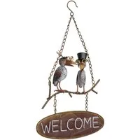 Moritz Dekoobjekt Welcome-Hängedeko mit Vögeln aus Metall, 47 cm (Garten Wasserhahn), Bewässerung