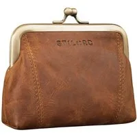 STILORD Geldbörse "Goldie" Vintage Kiss-Lock Münzbeutel Kleines Portemonnaie Damen Leder