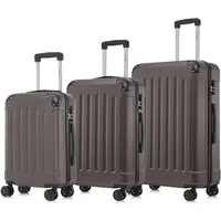 YONSLY Kofferset Reisekoffer Trolley Hartschale aus ABS für Urlaubs- und Familienreisen, 4 Rollen, (3er Set, 3 tlg., M-L-XL), mit Zahlenschloss, 360° Doppelrollen und ergonomischem Gummigriff