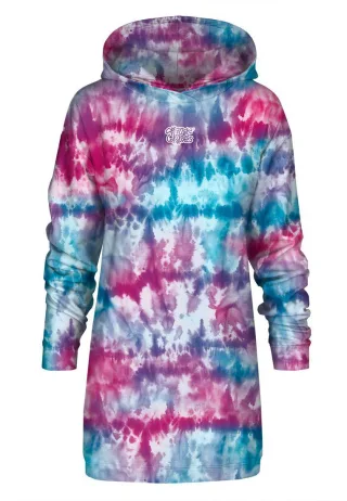 "Tie Dye Blue Pink" Oversize Hoodie-Kleid