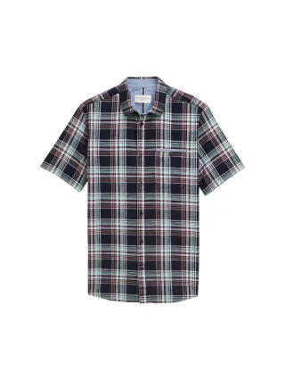 Tom Tailor - Regular Fit Kurzarmhemd mit Karomuster navy multicol check - Gr. - XL
