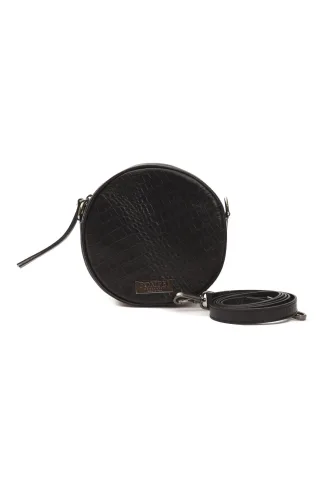 Pompei Donatella Sac à main en cuir noir pour femmes