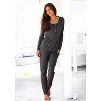 Arizona Pyjama (Set, 2 tlg) in melierter Qualität mit Knopfleiste