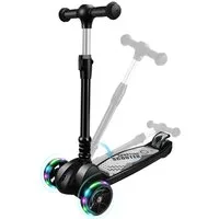 OUNUO Dreiradscooter Höhenverstellbarer Kinderroller mit LED-Rädern für Kinder ab 3 Jahren
