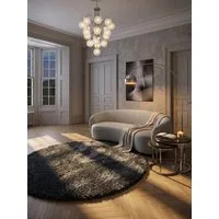 KADIMA DESIGN Teppich SALZACH Shaggy Langflor Wohnzimmer Schlafzimmer Waschbar Einfarbig, Rund, Höhe: 52 mm, Anthrazit, 80x80 cm, Wohnzimmerteppich Strapazierfähig Waschbar