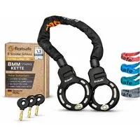 firstsafe Kettenschloss Handschellenschloss für E Scooter Schloss und Fahrrad 90 cm, 360° drehbar, Silikonbeschichtung, 8 mm Stahlkette