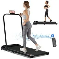 Merax Laufband elektrisch, Underdesk Treadmill, Walking Jogging Pad, Klappbar 1-6 km/h mit Fernbedienung, Bluetooth, LED-Display