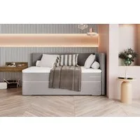 99rooms Boxspringbett Phönix Mini Plus (Schlafzimmerbett, Bett), mit Taschenfederkernmatratze und Topper, in Webstoff MALMO_NEW