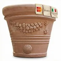 Teramico Blumentopf Großer Terrakotta Pflanzkübel "Festonato" – Ø 41 cm –Italien (1 St), Frostfest, UV-Fest