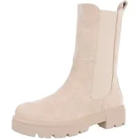 Ital-Design Damen Freizeit Plateaustiefelette (87417762) Blockabsatz Stiefeletten in Beige