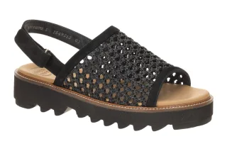 Paul Green Damen Sandalette 6209-029 Schwarz Nubuk Leder XL-ExtraLight Gummis...