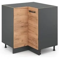 Vicco Eckunterschrank R-Line, Goldkraft Eiche/Anthrazit, 75.6 cm ohne Arbeitsplatte (1-St)