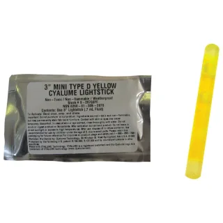 Cyalume Mini ChemLight 3, gelb, 8 cm, 4 h , Farbe:gelb, Länge:8cm, Leuchtdauer:4h