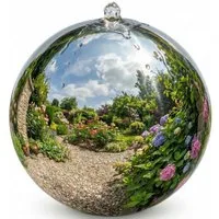 INTERGARDEN Wasserspiel Edelstahl-Kugelbrunnen 20 cm Glänzend, Wasserspiel Garten, 20 cm Breite