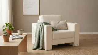 BRUNO Schlafsessel 70cm in Beige | praktische Größe | stabiles Massivholz & Boxspringkomfort