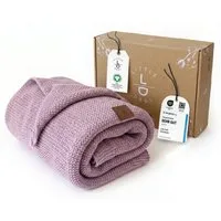 Babydecke Baby Strickdecke, %100 Bio Baumwolle, Atmungsaktiv, 80x100cm, Lavendel, Little Dedi