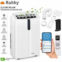 Ruhhy 4-in-1-Klimagerät Tragbare Klimaanlage mit WLAN,12000 BTU nur 46 dB, 3,5 kW & WLAN & Abluftschlauch mit Fensteradapter