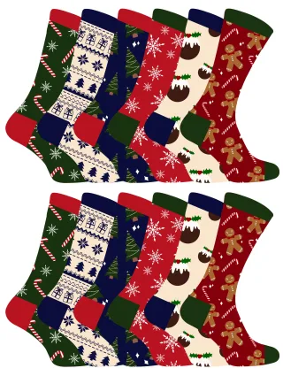 Herren Weihnachten Socken | Socke Snob | Neuheit bunte stilvolle lustige gemusterte Crew Xmas Socken - 12 Pack